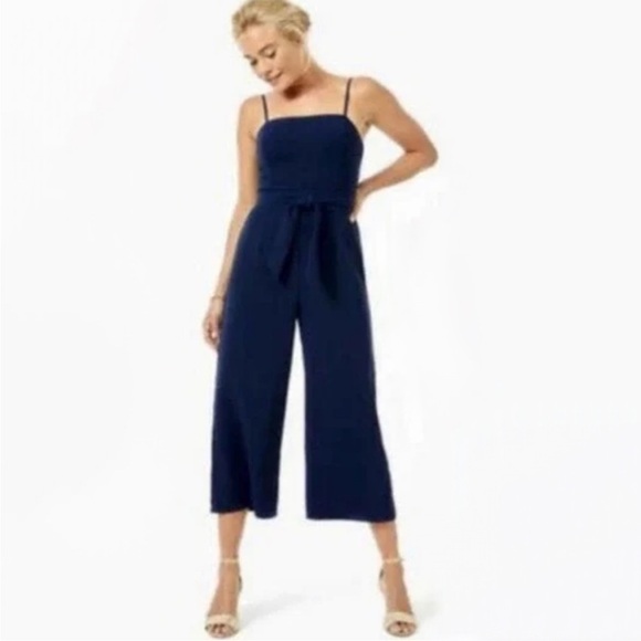 NEW Lilly Pulitzer Sandra Jumpsuit in True Navy Sleeveless Tie Waist